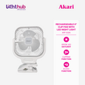 CLEARANCE SALE: Akari 6" Rechargeable Clip Fan with Led Night Light (ARF-5026W)