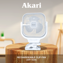 CLEARANCE SALE: Akari 6" Rechargeable Clip Fan with Led Night Light (ARF-5026W)