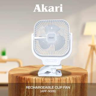 CLEARANCE SALE: Akari 6" Rechargeable Clip Fan with Led Night Light (ARF-5026W)