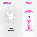 Akari 12'' Rechargeable Oscillating Fan with LED Night Light (ARF-5313F)