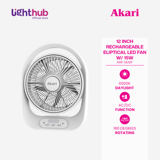 Akari 12" Rechargeable Eliptical Led Fan w/ 15W LED (ARF-5612F)