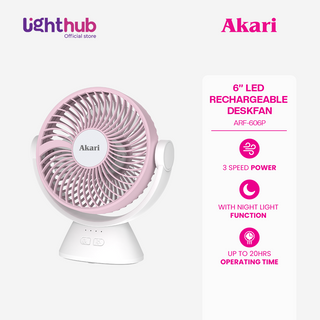 Akari 6” Rechargeable LED Deskfan with Night Light Function (ARF-606)