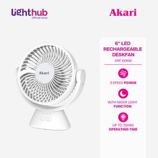 Akari 6” Rechargeable LED Deskfan with Night Light Function (ARF-606)