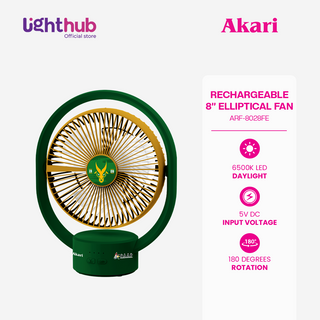 CLEARANCE SALE: AKARI [ FEU ] - 8" Rechargeable Elliptical Fan w/ LED (ARF-8028FE)