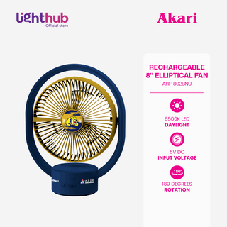 CLEARANCE SALE: AKARI [ NU ] - 8" Rechargeable Elliptical Fan w/ LED (ARF-8028NU)