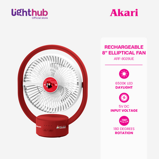CLEARANCE SALE: AKARI [ UE ] - 8" Rechargeable Elliptical Fan w/ LED