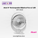 Akari 8" Rechargeable Elliptical Fan with LED (ARF-8068W)