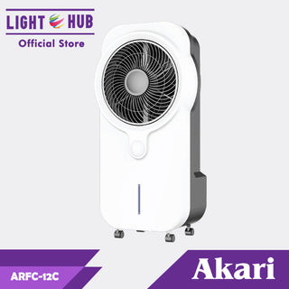 Akari Rechargeable Air Cooler with Purifier and LED Night Light (ARFC-12C) + Akari 6” Rechargeable LED Deskfan with Night Light Function (ARF-606W)