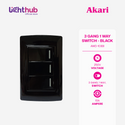 Akari 3 Gang 1 Way Switch Black (AWD-103BI)