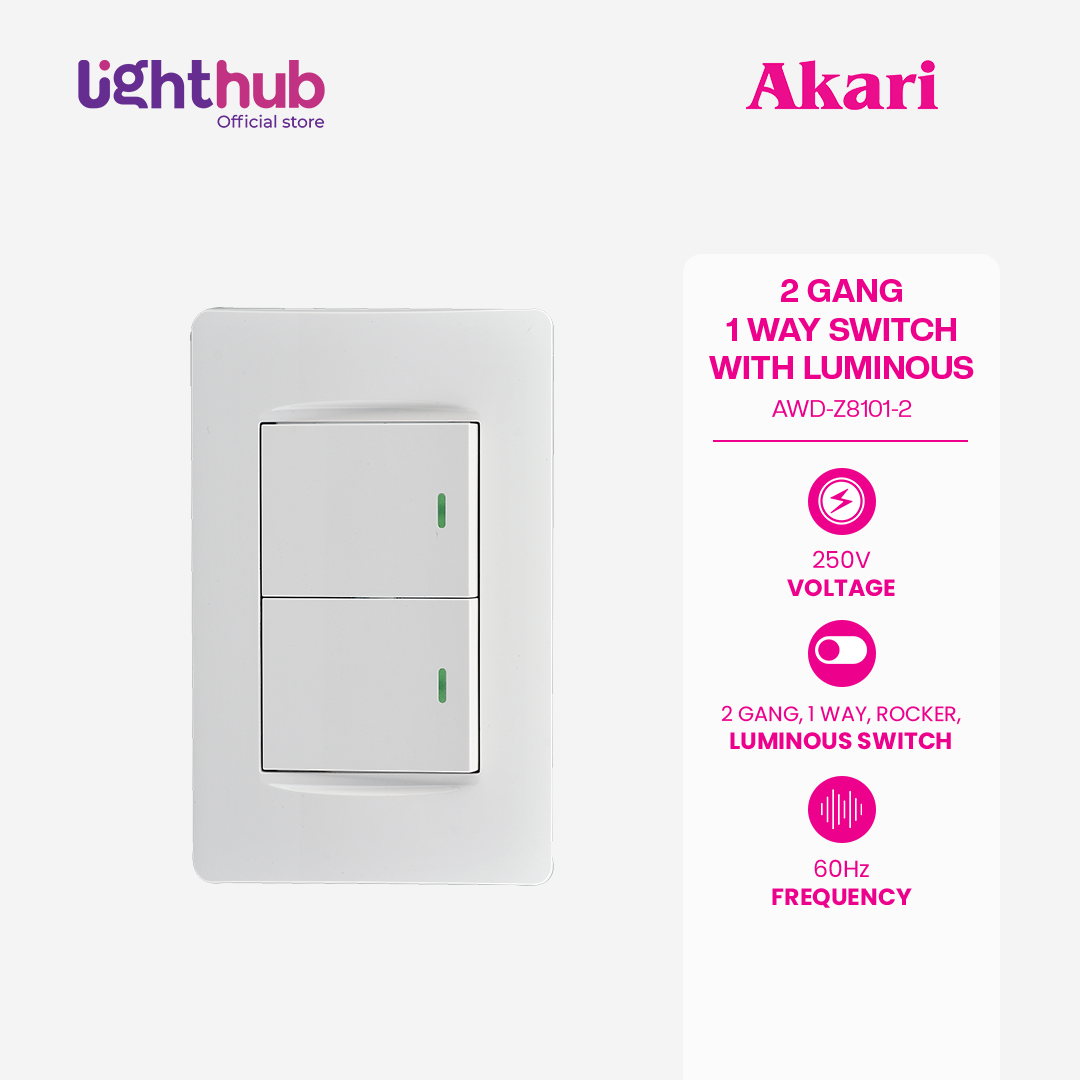 Akari 2 Gang 1 Way Switch (AWD-Z8101-2) | Lighthub.Store
