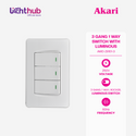 Akari 3 Gang 1 Way Switch with Luminous Black  (AWD-Z8101-3(B))