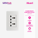 Akari 2 Gang Multi-Purpose Outlet White (AWD-Z8204)