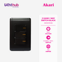 Akari 3 Gang 1 Way Switch Black (AWD2016V (B))
