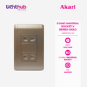 Akari 2 Gang Universal Socket Gold (AWD2GUV (G))