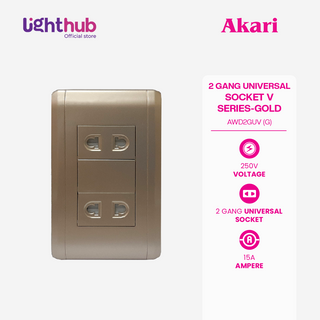 Akari 2 Gang Universal Socket Gold (AWD2GUV (G))