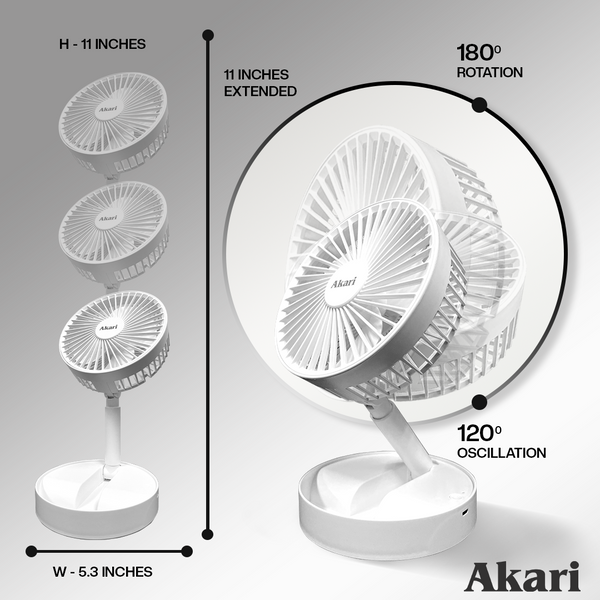 CLEARANCE SALE: Akari 4" Rechargeable Portafan (ARF-F013B)