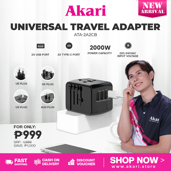 Akari Universal Travel Adapter (ATA-2A2CB)