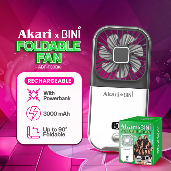 AkarixBini : Akari Rechargeable Foldable Fan (ABF-F30BK) Black