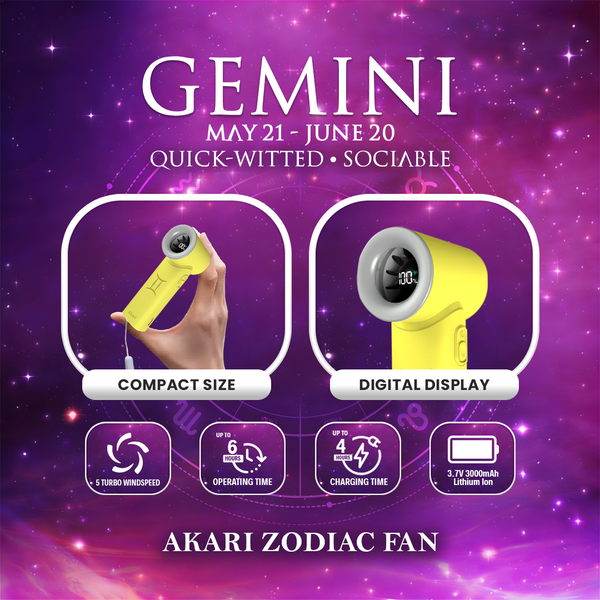 Akari Rechargeable Pocket Rocket Zodiac Fan Gemini (ARF-PR3)
