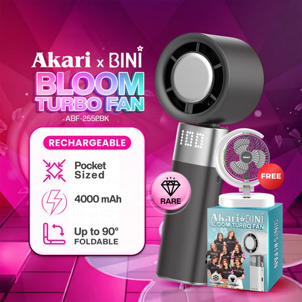Akari X Bini : Akari Rechargeable Bloom Turbo Fan (ABF-2552BK) RARE!