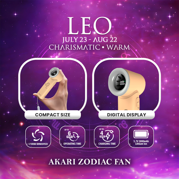 Akari Rechargeable Pocket Rocket Zodiac Fan (NEW ARRIVAL) Leo (ARF-PR5)