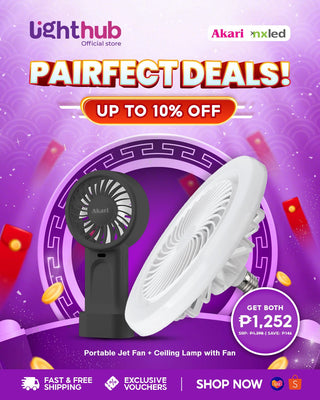 Akari Portable Jet Fan + Nxled Ceiling Lamp with Fan
