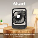 Akari 8" Rechargeable Square Fan w/ LED (ARF-8058) White