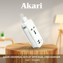 CLEARANCE SALE: Akari Universal Outlet with Dual USB Charger (AEC-103UW)