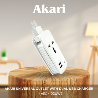 CLEARANCE SALE: Akari Universal Outlet with Dual USB Charger (AEC-103UW)
