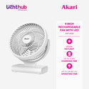 Akari 8" Rechargeable Clip Fan with LED and Cold Compress (ARF-8158)