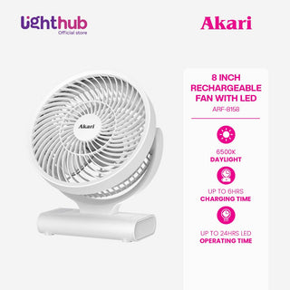 Akari 8" Rechargeable Clip Fan with LED and Cold Compress (ARF-8158)