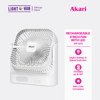 Akari 8" Rechargeable Clip Fan with LED
