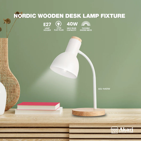 BUY 1 TAKE 1: Akari Nordic Wooden Desk Lamp Fixture 40W (ADL-N401 x 2)