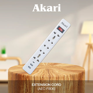 Akari 5 Gang Extension Cord with Surge Protection and Overload protection with Main Switch (AEC-F806)