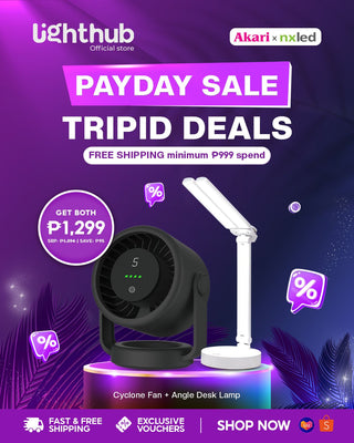 Akari Rechargeable Cyclone Fan + Nxled Desk Lamp