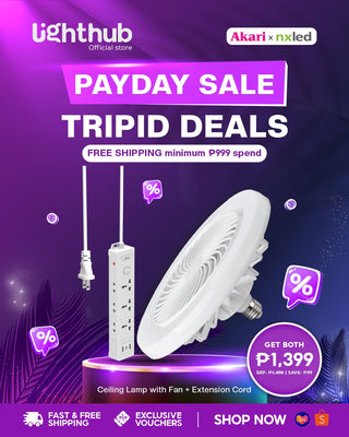 Akari Extension Cord + Nxled Ceiling Lamp with Fan