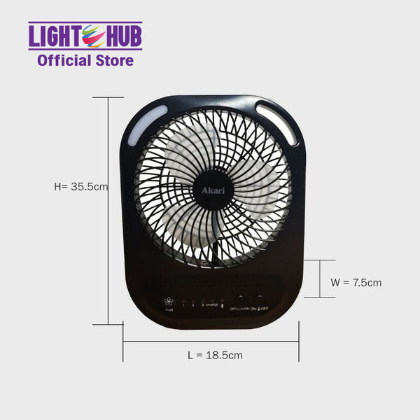 Akari Rechargeable LED Bluetooth Music Box Fan (ARBF-5512MB)