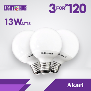 CLEARANCE SALE: Akari Led Globe Bulb 13 Watts Warm White (ALED-GB13WW x 3)