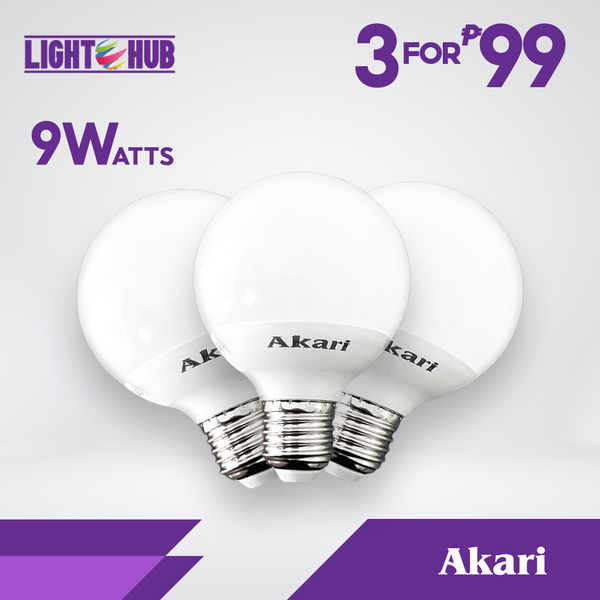 3 PCS FOR P99: Akari Led Globe Bulb 9W Warm White (ALED-GB9WW x 3)