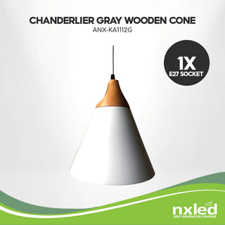 Nxled Chandelier Gray Wooden Cone (ANX-KA112G)