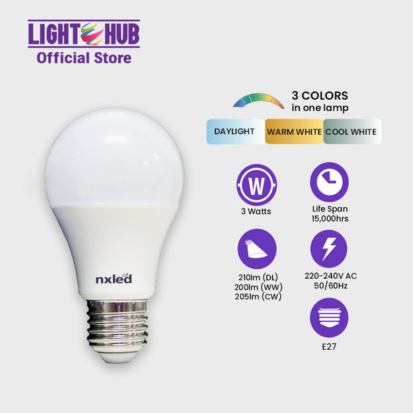 Nxled 3W Tri color Bulb (ANX-TCB3W)