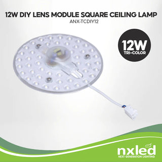 Nxled 12W Tri-color DIY Lens Module Square Ceiling Lamp-(ANX-TCDIY12)