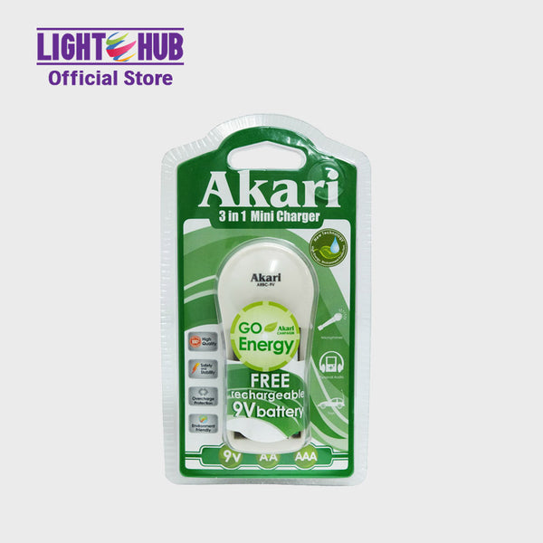 Akari Rechargeable Battery Charger with 1x9V Battery (ARBC-9V)