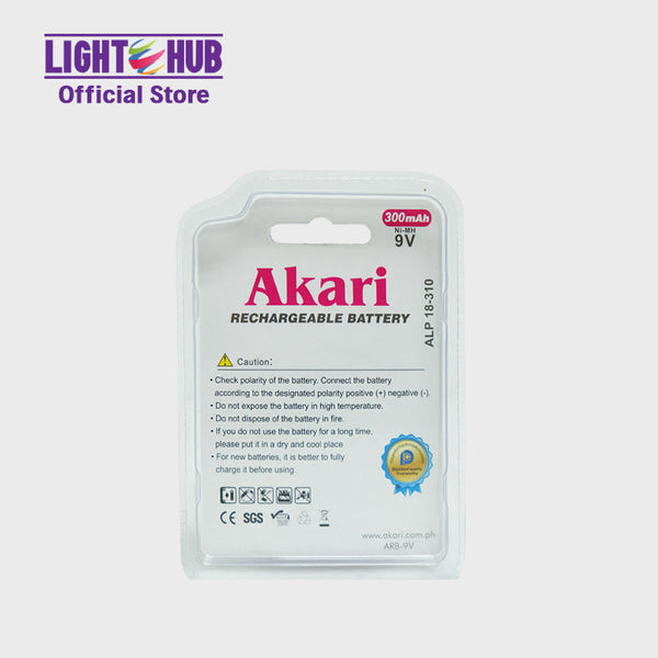Akari Rechargeable BatteryCharger with 9V Ni-MH Battery, 2.250mah (ARB-9V)