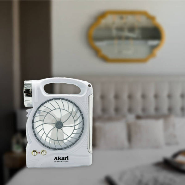 CLEARANCE SALE: Akari LED Solar Rechargeable 4-inch Mini Fan with Lantern (ARF-5867)