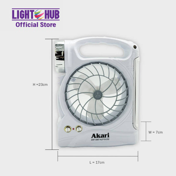CLEARANCE SALE: Akari LED Solar Rechargeable 4-inch Mini Fan with Lantern (ARF-5867)