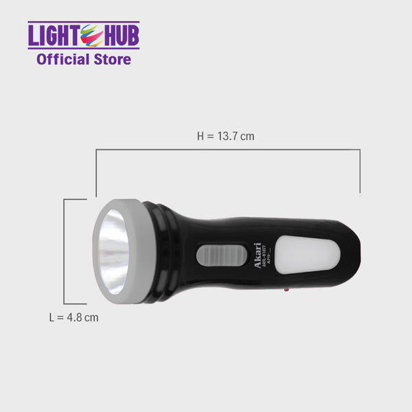 CLEARANCE SALE: Akari Rechargeable 2 in 1 Led Flashlight w/ Sidelight (ARFL-K1877)