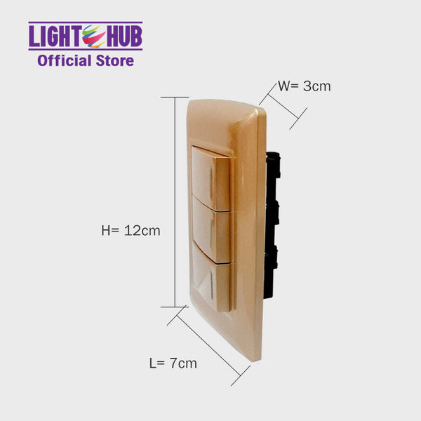 Akari 3 Gang 1 Way Switch Gold AWD-103GI