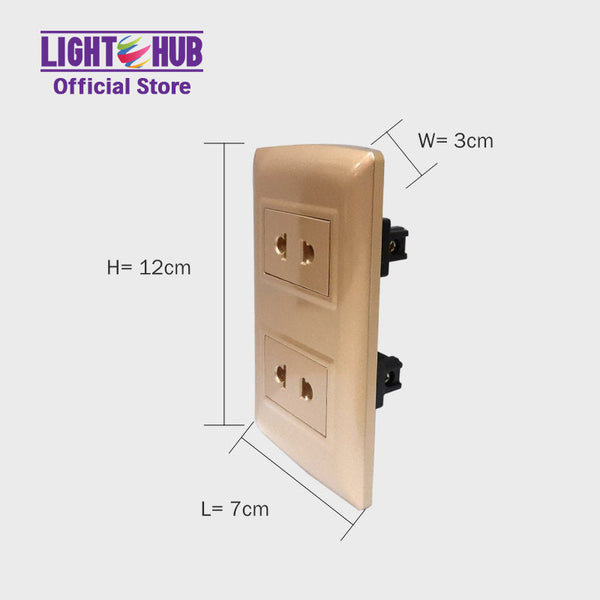 Akari 2 Gang Universal Outlet Gold (AWD-201GI)
