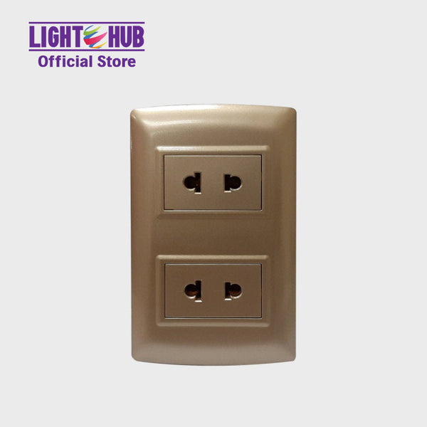 Akari 2 Gang Universal Outlet Gold (AWD-201GI)